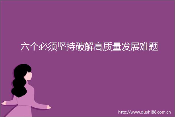 六个必须坚持破解高质量发展难题