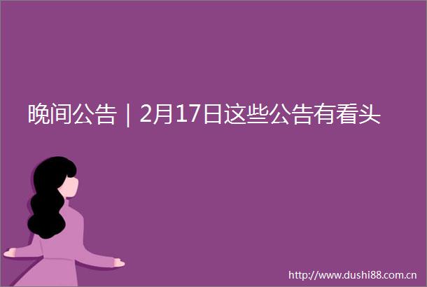 晚间公告｜2月17日这些公告有看头