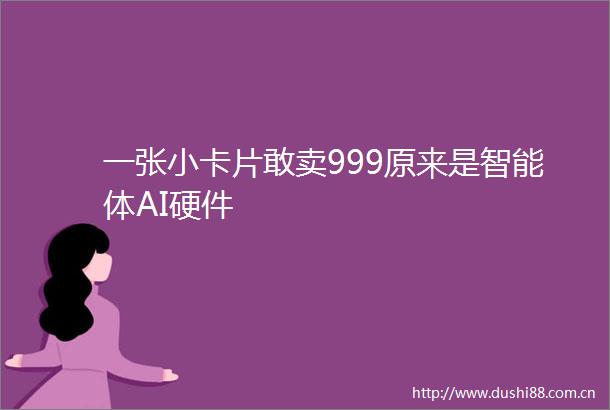 一张小卡片敢卖999原来是智能体AI硬件