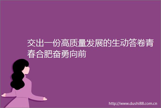 交出一份高质量发展的生动答卷青春合肥奋勇向前