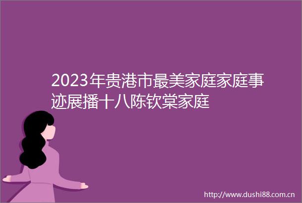 2023年贵港市最美家庭家庭事迹展播十八陈钦棠家庭