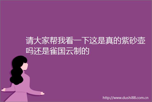 请大家帮我看一下这是真的紫砂壶吗还是雀国云制的