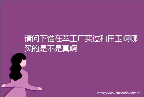 请问下谁在萃工厂买过和田玉啊哪买的是不是真啊