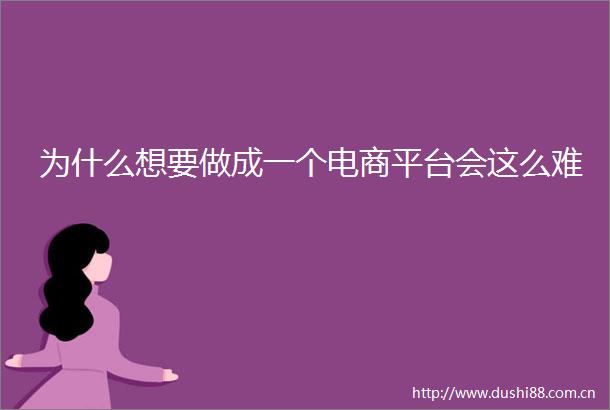 为什么想要做成一个电商平台会这么难