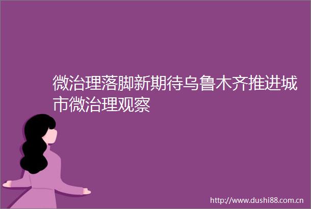微治理落脚新期待乌鲁木齐推进城市微治理观察