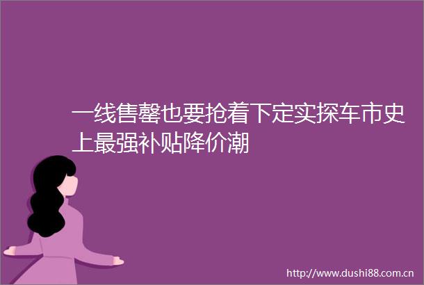 一线售罄也要抢着下定实探车市史上最强补贴降价潮