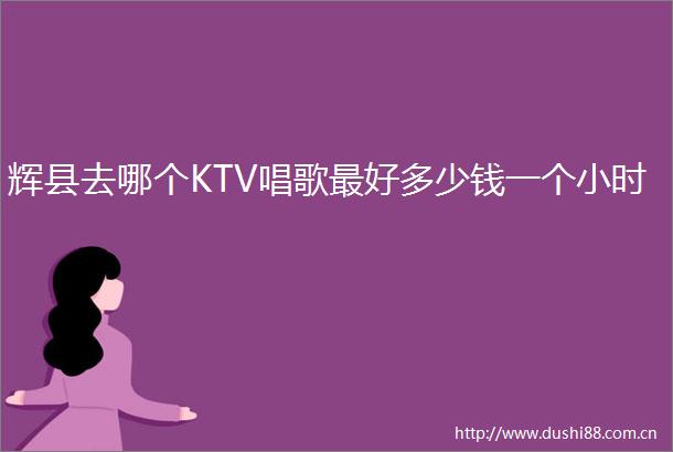 辉县去哪个KTV唱歌最好多少钱一个小时