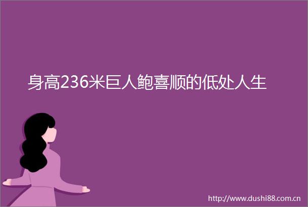 身高236米巨人鲍喜顺的低处人生