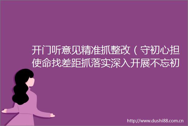 开门听意见精准抓整改（守初心担使命找差距抓落实深入开展不忘初心牢记使命主题教育）问题