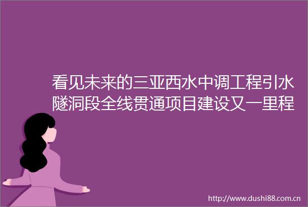 看见未来的三亚西水中调工程引水隧洞段全线贯通项目建设又一里程碑节点