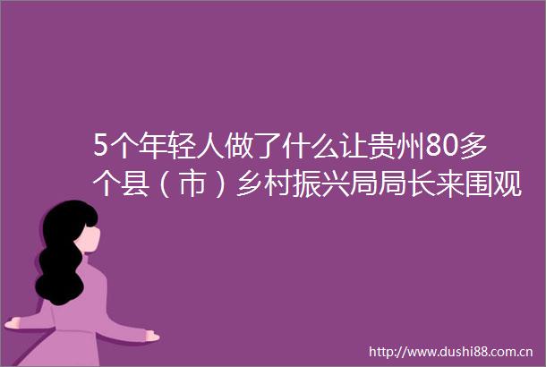 5个年轻人做了什么让贵州80多个县（市）乡村振兴局局长来围观