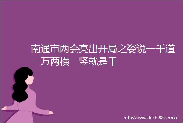 南通市两会亮出开局之姿说一千道一万两横一竖就是干