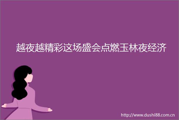越夜越精彩这场盛会点燃玉林夜经济