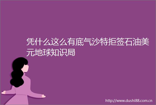 凭什么这么有底气沙特拒签石油美元地球知识局