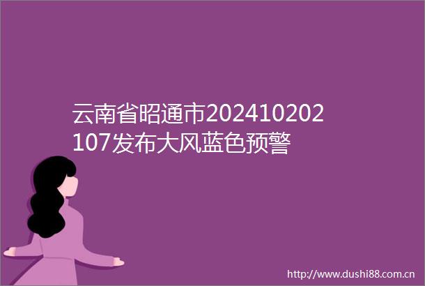 云南省昭通市202410202107发布大风蓝色预警