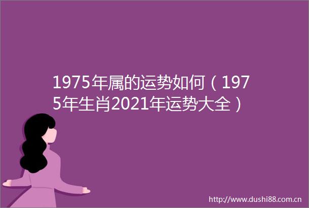 1975年属的运势如何（1975年生肖2021年运势大全）