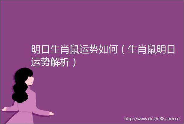 明日生肖鼠运势如何（生肖鼠明日运势解析）