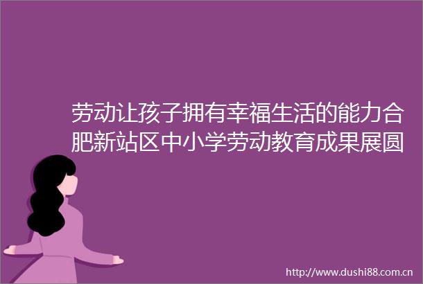 劳动让孩子拥有幸福生活的能力合肥新站区中小学劳动教育成果展圆满举行