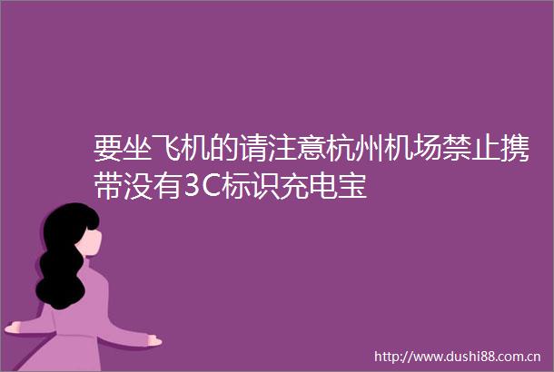 要坐飞机的请注意杭州机场禁止携带没有3C标识充电宝