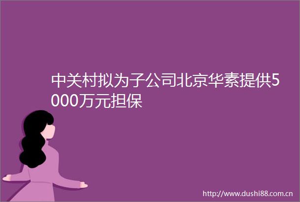 中关村拟为子公司北京华素提供5000万元担保