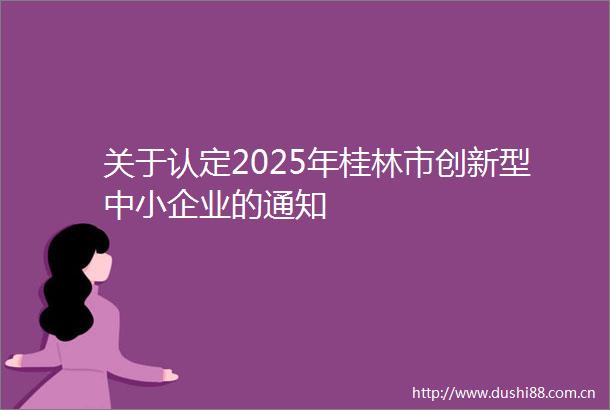 关于认定2025年桂林市创新型中小企业的通知
