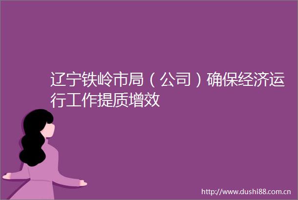 辽宁铁岭市局（公司）确保经济运行工作提质增效