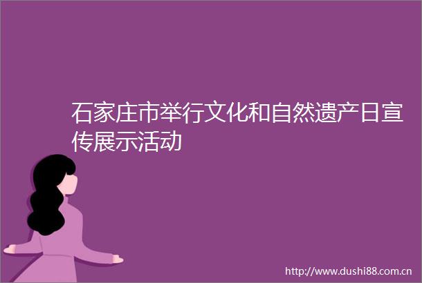 石家庄市举行文化和自然遗产日宣传展示活动