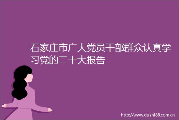 石家庄市广大党员群众认真学习党的二十大报告