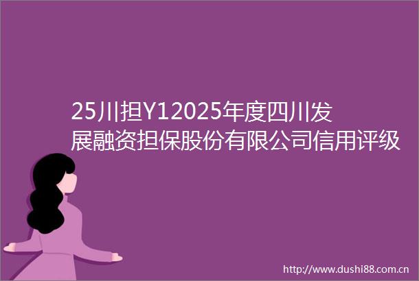 25川担Y12025年度四川发展融资担保股份有限公司信用评级报告