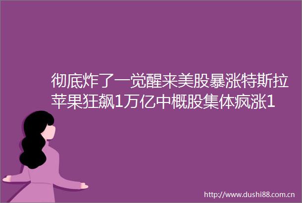 彻底炸了一觉醒来美股暴涨特斯拉苹果狂飙1万亿中概股集体疯涨10新能车又火了