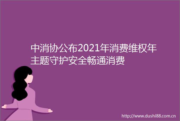 中消协公布2021年消费维权年主题守护安全畅通消费