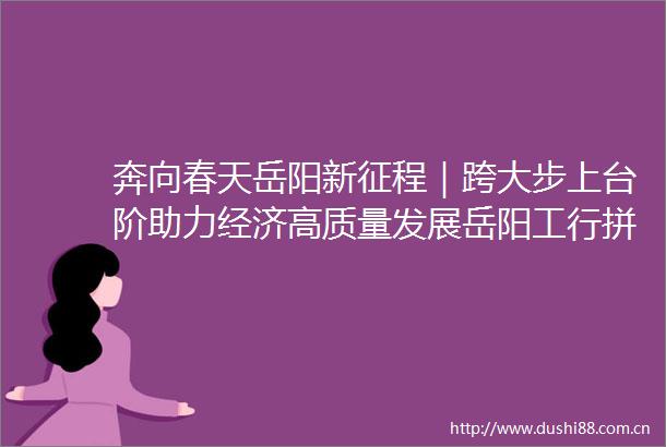 奔向春天岳阳新征程｜跨大步上台阶助力经济高质量发展岳阳工行拼拼拼