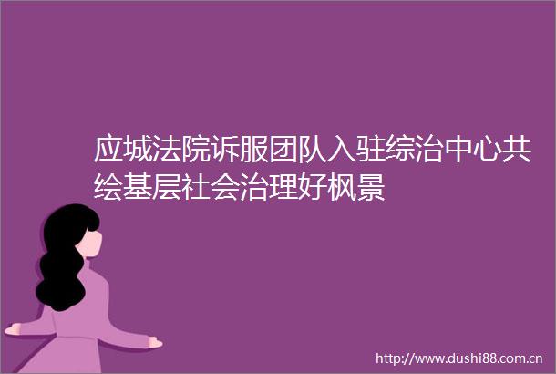 应城诉服团队入驻综治中心共绘基层社会治理好枫景