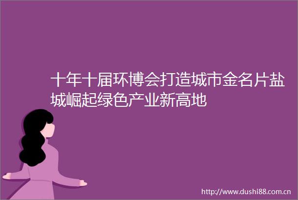 十年十届环博会打造城市金名片盐城崛起绿色产业新高地
