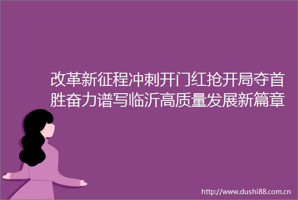 改革新征程冲刺开门红抢开局夺首胜奋力谱写临沂高质量发展新篇章