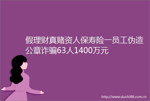 假理财真赌资人保寿险一员工伪造公章诈63人1400万元