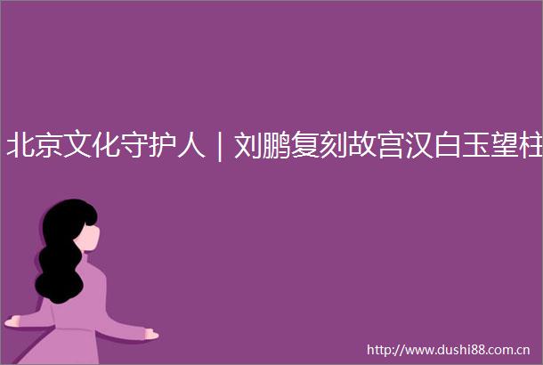 北京文化守护人｜刘鹏复刻故宫汉白玉望柱