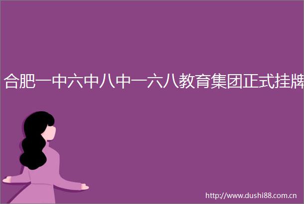 合肥一中六中八中一六八教育集团正式挂牌