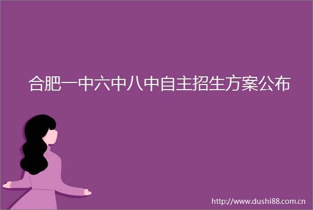 合肥一中六中八中自主招生方案公布
