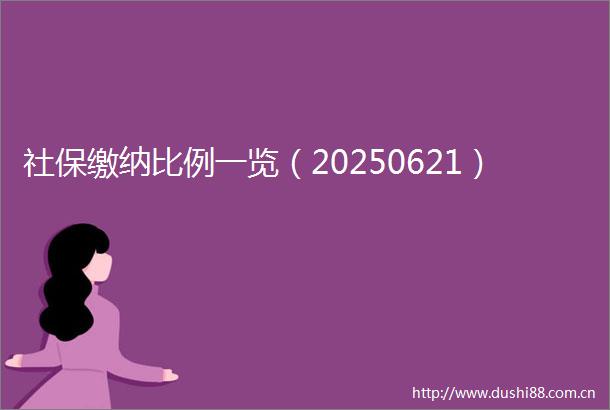 社保缴纳比例一览（20250621）