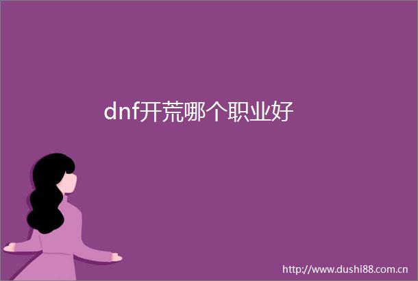 dnf开荒哪个职业好