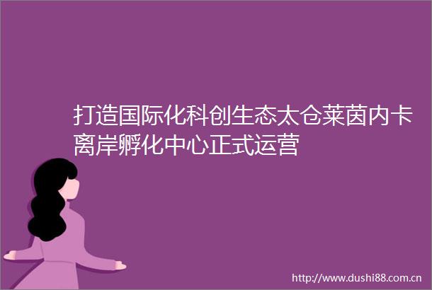 打造国际化科创生态太仓莱茵内卡离岸孵化中心正式运营