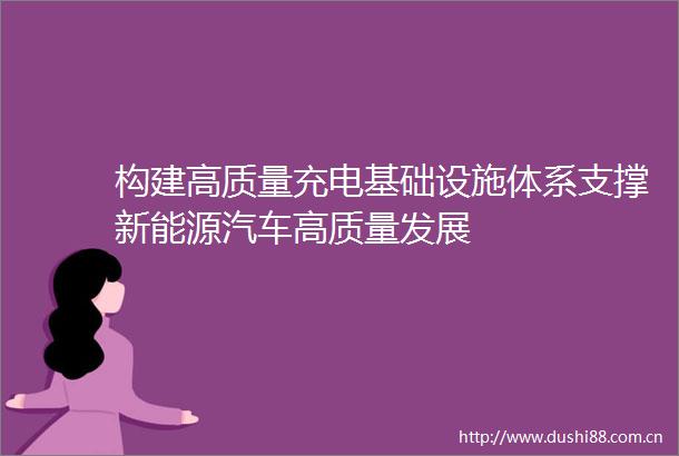 构建高质量充电基础设施体系支撑新能源汽车高质量发展