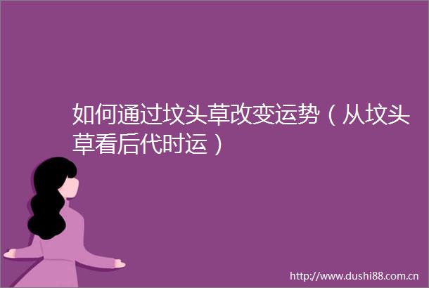 如何通过坟头草改变运势（从坟头草看后代时运）