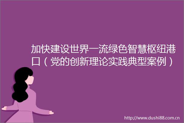 加快建设世界一流绿色智慧枢纽港口（党的创新理论实践典型案例）