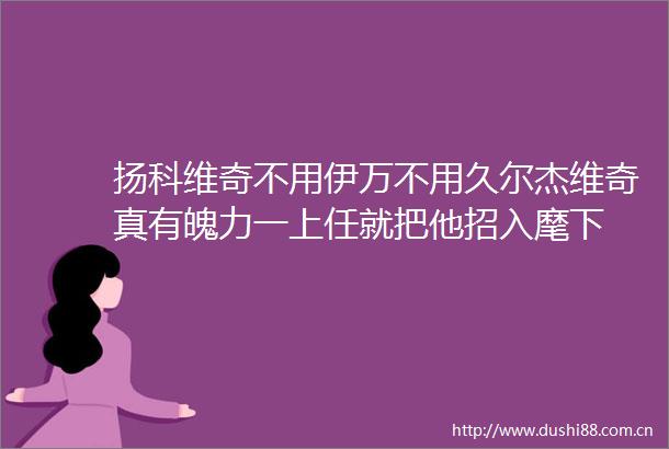 扬科维奇不用伊万不用久尔杰维奇真有魄力一上任就把他招入麾下