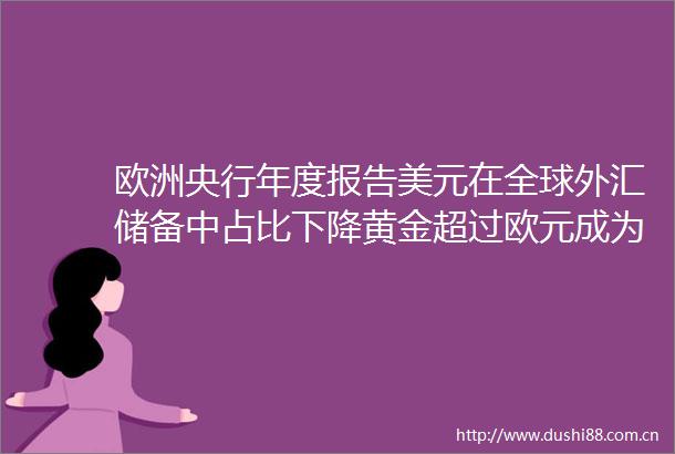 欧洲央行年度报告美元在全球外汇储备中占比下降黄金超过欧元成为全球第二大储备资产