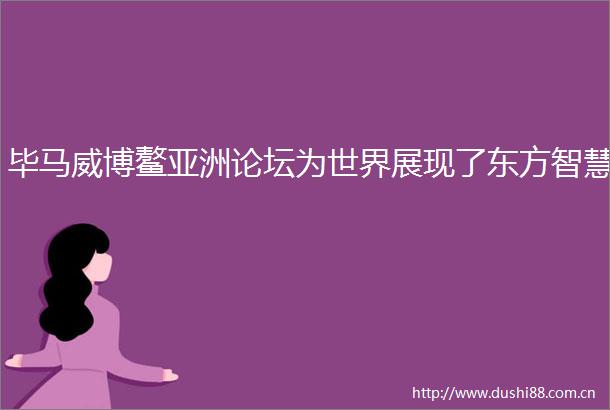 毕马威博鳌亚洲论坛为世界展现了东方智慧