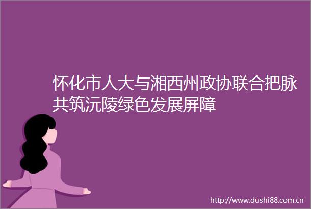 怀化市人大与湘西州政协联合把脉共筑沅陵绿色发展屏障