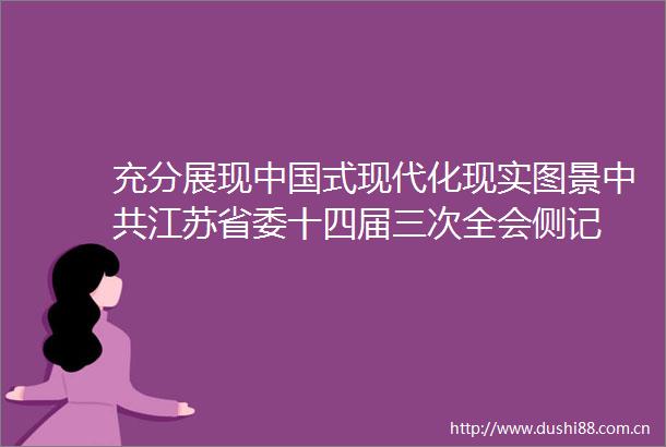 充分展现式现代化现实图景江苏省委十四届三次全会侧记